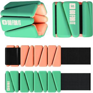 SPORTBIT Wrist and Ankle Weights for Women - Set of 2 (1lb Each) Wearable Ankle & Wrist Weights - Leg & Arm Bands, Silicone Weighted Bracelets for Workout, Walking, Running, Yoga, Pilates (Green)