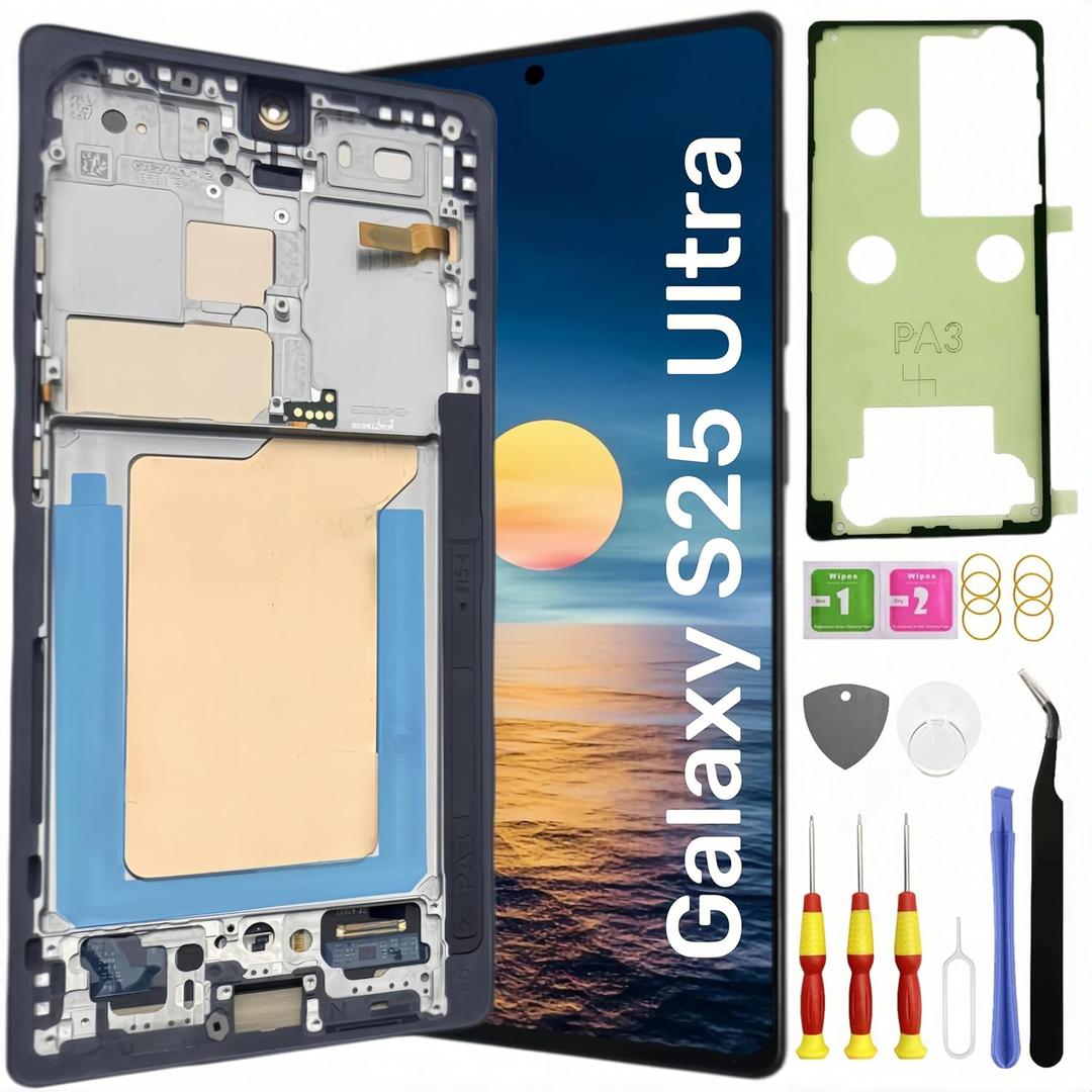 AMOLED Galaxy S25 Ultra Screen Replacement for Samsung Galaxy S25 Ultra 5G LCD Screen Touch Digitizer Display with Frame Tool kit Ultrasonic Fingerprint S938U Black US Version (Titanium Black)