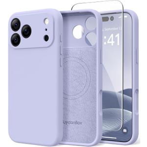 Magnetic for iPhone 17 Pro Max Case, Compatible with MagSafe, [Full Camera Protection][Screen Protector] Silicone Shockproof Protective Phone Case for iPhone 17 Pro Max 6.9", Lilac
