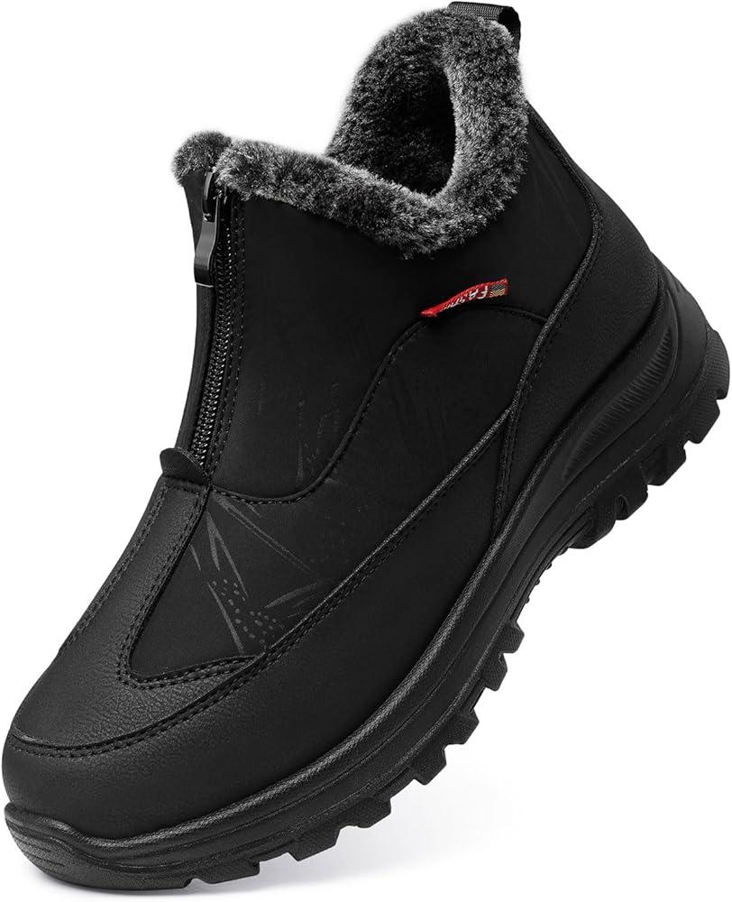 TEMOFON Winter Snow Boots for Women: Waterproof Warm Fur Lined Walking Outdoor Ankle Booties Slip on Snow Shoes Size 11