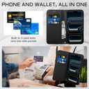 4 x Rssviss for iPhone 17 Pro Max Wallet Case, Flip Folio Case Compatible with Magsafe, RFID Blocking Card Holder Kickstand, Shockproof iPhone Cover Men Women for iPhone 17 Pro Max 6.9" Black