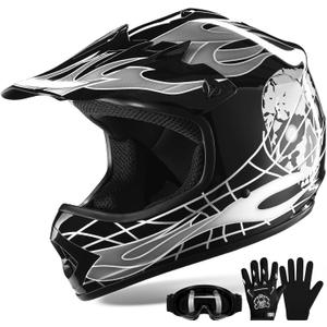 XFMT Youth Dirt Bike Helmet DOT Approved Kids Full Face Motocross Helmets, X-Large (Black, XL)