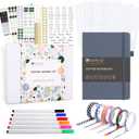 &And Per Se Dotted Journal Kit, A5 Hardcover Dot Grid Journal Notebook Set for Beginners with Journaling Supplies Stencils, Stickers, Washi Tapes & Colored Pens Accessories (Dark Blue)