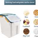 2 Pack Rice Storage Container with Measuring Cup 50 lb Flour Storage Container with Wheels, BPA Free Food Storage Container Dog Cat Food Bin Set for Dry Food Sugar, Cereal(Blue)