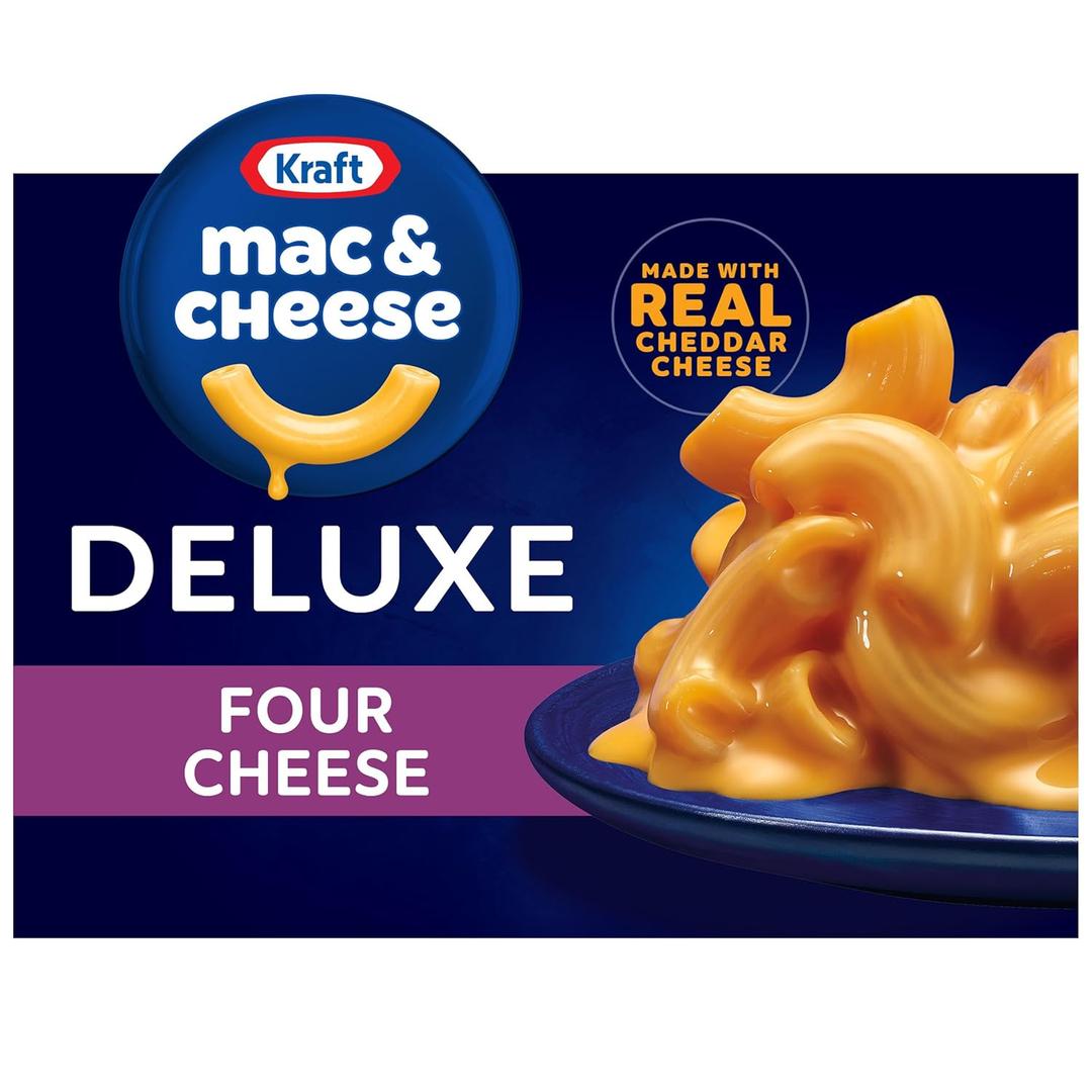Kraft Deluxe Mac and Cheese, 1 Box, for Easy Dinner or Dinner Sides, Four Cheese, No Artificial Dyes or Flavors, 14 oz (EXP 05/31/26)