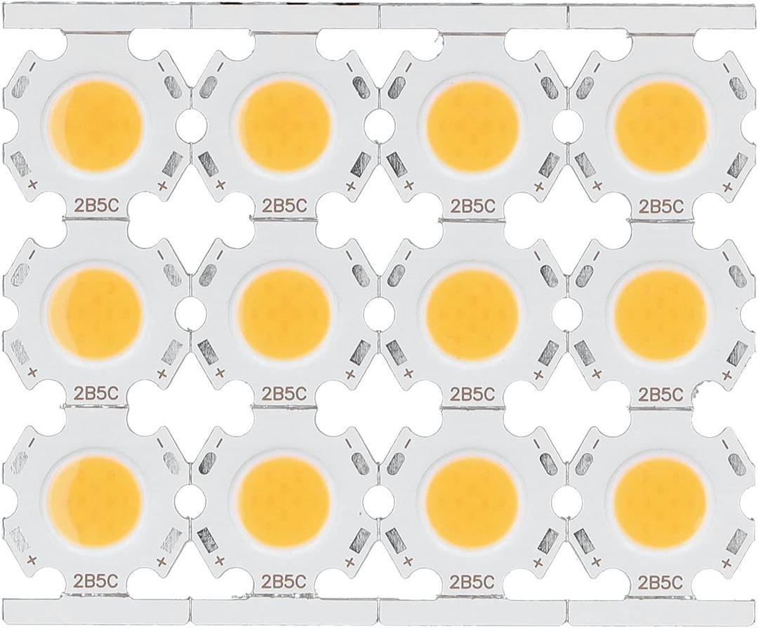 20mm 5W Round COB LED Chip Bead - 12 Pcs High Power LED Bulb Lamp, 15-17V Module for DIY Spotlights Downlight Ceiling Lamp(Warm Light)