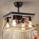 HuixuTe Ceiling Fan with Lights Remote Control, 6 Speeds Farmhouse Industrial Ceiling Fan, Caged Ceiling Fan with Light for Kitchen Bedroom Living Room (Vintage White)