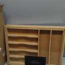 Large Premium Bamboo Silverware Organizer - Expandable Drawer Organizer & Utensil Organizer - 17"x19.7" Cutlery Tray with Dividers for Kitchen Utensils and Flatware (7-9 Slots) (Natural)