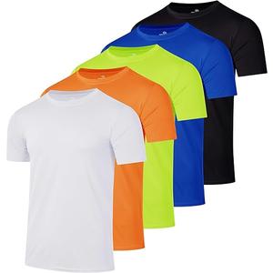 Real Essentials 5 Pack: Men’s Short Sleeve Dry Fit Active Crew Neck T Shirt - Athletic Running Gym Workout Tee Tops, Size 2 XL