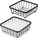 2 Pieces Napkin Holder for Table, Modern Flat Metal Paper Napkin Holder for Kitchen or Dining Room, Square Metal Lattice Basket, Restaurant Towel Dispenser (Black)