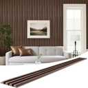 WPC Slat Wall Panels 8 Pack 96" x 6.6", Waterproof Fluted Wall Paneling, Accent 3D Wall Panel for Wall Decor, Bathroom, Bedroom, Office - High Grille Walnut (Cover Approx.35 sq.ft)