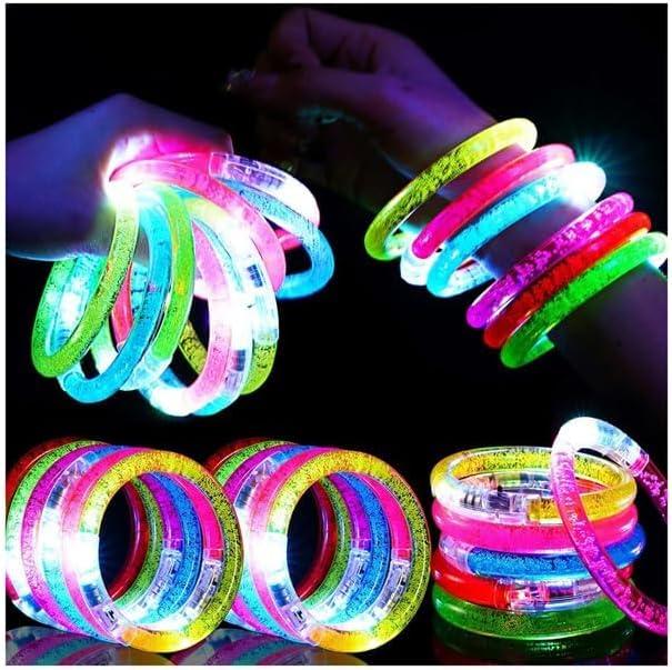 24Pcs Glow in the Dark Party Supplies for Kids/Adults, Flashing Light up Toys LED Bracelets Valentines Glow Sticks, Mardi Gras Party Favors Carnival Birthday Concert Gifts Accessory