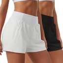 SILKWORLD Womens Running Shorts with Zipper Pockets Summer Cool Athletic Gym Workout Shorts Black Medium