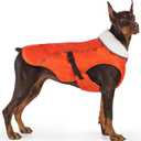 EMUST Dog Cold Weather Coats, Fleece Lining Small/Medium/Large Dog Jacket for Winter, Warm Waterproof Pet Winter Clothes for Large Dogs, Orange, XL