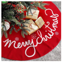48 Inch Christmas Tree Skirt Red Small Plush Xmas Tree Mat with Merry Christmas Patterns Soft Thick Holiday Decor for Home Party