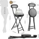 H HOMEWINS Cushioned Padded Folding Stool,1PCS 23.6-Inch Counter Height Bar Stool,Portable Folding Stool with Handle for Fishing Hiking Gardening Travel BBQ