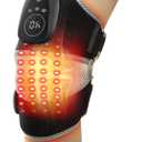 Knee Massager with Heat and Red Light, 2-IN-1 Heating Pad with Massager for Knee Shoulder, 660nm&850nm Red Light Therapy Heated Device for Pain Relief, 5 Vibration Modes & 6 Heating Levels