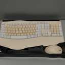 Ergonomic Wireless Keyboard and Mouse Combo, Wave Keys Keyboard with Wrist Rest for Natural Typing, 3 DPI Adjustable Ergonomic Silent Mouse for Computer/Laptop/Windows/Mac (Latte Color-A)