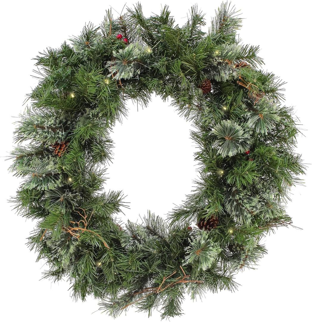 National Tree Company 30" Glistening Pine Wreath with LED Lights