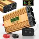 2000 Watt Inverter 12V DC to 110V/120V AC, Pure Sine Wave Inverter for Truck/RV/Home/Solar/Off-Grid, Surge 4000W Pure Sine Power with 2 AC Sockets, 5V 3.4A USB, Digital Display, Remote Controller
