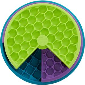 Outward Hound by Nina Ottosson Lickin Layers 3-in-1 Interactive Dog Feeder Puzzle, Lick Mat & Slow Feeder Bowl - Mental Stimulation Toy for Medium & Large Dogs, 2 Cup Capacity, 10.4 in x 2.8 in (Lickin Layers (Green, Purple, Blue))