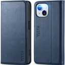 TUCCH Wallet Case for iPhone 15 5G, PU Leather Folio Case with [RFID Blocking] [3 Card Slot], Kickstand Book Design [Shockproof TPU Interior Case] Compatible with iPhone 15 6.1-inch 2023, Dark Blue