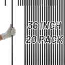 AAGUT Rebar Stakes 36 Inch J Hook Heavy Duty 20 Pack, 1/2 Inch Extra Long Tent Stakes with Chisel Point End, Black Coated Metal Ground Anchors for Garden, Chain Link Fence, Greenhouse, Sculpture