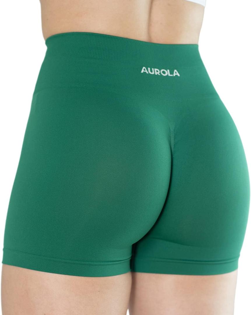 AUROLA Dream Collection Women Workout Shorts High Waist Gym Shorts, Scrunch Butt Seamless Athletic Shorts (Medium, Aventurine)