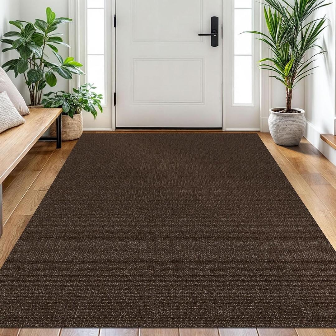 Washable Area Rug, Non Slip Entryway Rug, 4x6 Ft, Brown/Coffee