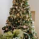 50pcs Khaki Velvet Bows for Christmas Tree - 5x7 Inch Pre-Tied Holiday Bows for Tree,Wreath,Gift Wrapping & Decor (3/8"Width)