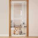 78.7" Extra Tall Transparent Cat Gate for Doorway, Clear PC Board Full Door Pet Gate, Jump-Proof Safety Barrier with Auto Locking, Adjustable Width 27.6"-37.4", No Drill (White)