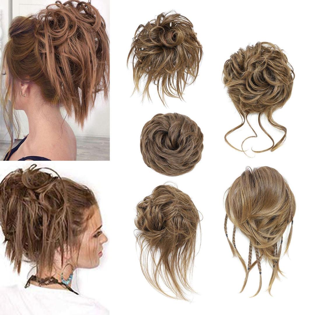 5 PCS Messy Bun Hair Piece for Women Scrunchies Ponytail Extension with Elastic Rubber Band Hair Pieces for Updos Fake Hair Buns Hair Piece Accessories Set for Women