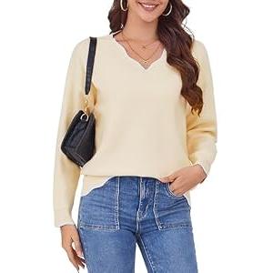 Arolina Plus Size Oversized Sweaters for Women 2025 Long Sleeve V Neck Knitted Warm Pullover Tops Fall Trendy Outfits Clothes, Yellow XXL