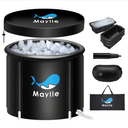 maylle ice bath tub - 110 gallons portable cold plunge tub for athletes - black modern freestanding bathtub with 4 pack large ice molds