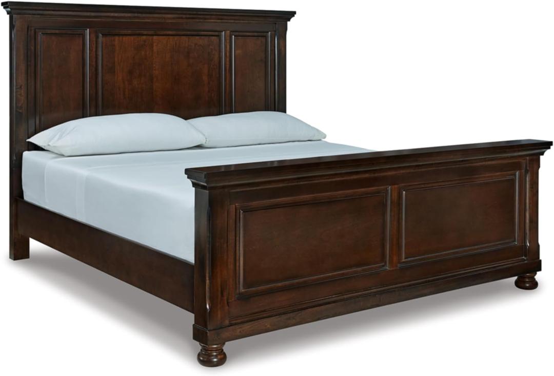 Signature Design by Ashley Porter Traditional King Panel Bed, Foundation or Box Spring Needed, Dark Brown