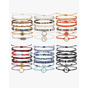 Yinkin 36 Pieces Boho Surfer Bracelet Ankle for Women Waterproof Unisex Ethnic Ankle for Women and Men Handmade Summer Beach Bracelet Jewelry String Rope Ankle Bracelets Gifts
