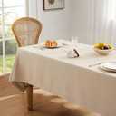 ZeeMart Basic Linen Textured Table Cloth, 60 x 84 Inch Natural, Farmhouse Style Beige Rectangle Tablecloth, Wrinkle Resistant Washable Heavy Weight TableCloths