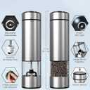 innhom Electric Salt Grinder Pepper Grinder Battery Operated Stainless Steel Pepper Mill Automatic Salt and Pepper Grinder with Adjustable Coarseness, 1 Pack
