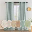 MIULEE Sea Green Linen Curtains 96 Inch Long for Bedroom Living Room, Soft Thick Linen Textured Window Drapes Semi Sheer Light Filtering Back Tab Rod Pocket Burlap Look Aqua Decor, 2 Panels