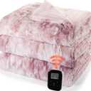 Heated Comforter Blanket King Size with Wireless Controller,104"x 90",Pink