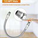 Industrial Grade Compressor Jumper hose, With 1/2" NPT Male 23" Length 450 PSI &750F, And Two 1/2" Male Adapters (Both Sides Fittings Rotate Freely), Flexible Stainless Steel Metal Hose