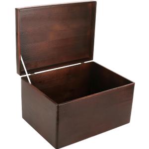 Large Brown Wooden Box Storage with Hinged Lid | 15.8x11.8x9.44in (+-0.5) | Keepsake Decorative Gift Box | Acacia-Like Wood Chest Trunk Product NOT Intended for 15 Years OR Below