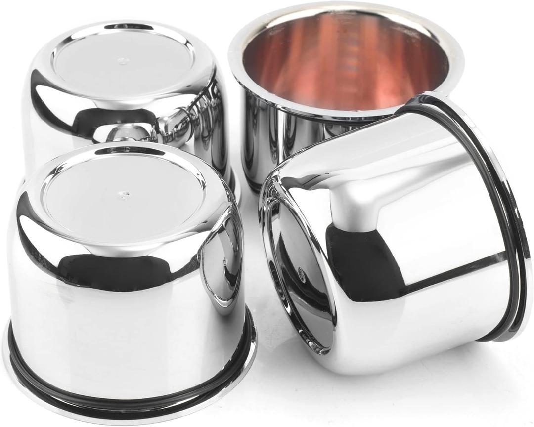 4Pcs 3.03inch Trailer Wheel Center Caps Push Through 3.03" Bore 2.36" Tall Hub Cap for Truck SUV RV Wheel Rim, Chrome Silver Wheel Cover (3.03" Hub 2.36"H)