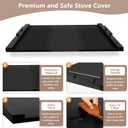 Noodle Board Stove Cover with Handles, Wood Stove Top Covers for Electric/Gas Stoves, Counter Space Top Cover Crafted from Solid Pine Wood,Also Used As Sink Covers & Decorative Tray (Black)