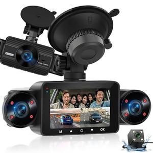 NHOPEEW Dash Cam Front and Rear Inside, 4 Channel Dash Cam 3" IPS Screen Front and Back with 8 IR Night Vision Lights, Loop Recording, 24 Hours Recording, G-Sensor, Reverse Help