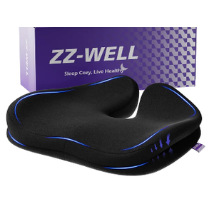 Seat Cushions for Office Chairs, Car Seat - Patented Coccyx Cushion for Tailbone Pain - Memory Foam Butt Cushion for Pressure Relief - Carry Handle & Non Slip Bottom (Black)