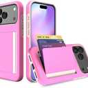 for iPhone 17 Pro Max Case with Card Holder, Credit Card Slot Protective Wallet Case - Pink