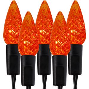 WATERGLIDE Halloween C6 String Lights, 33ft 100 LED Black Wire Fairy Lights with 29V Safe Adaptor, 8 Lighting Mode, Waterproof for Indoor Outdoor Patio Xmas Tree Party Decor, Orange