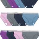 Fruit of the Loom Women's Eversoft Cotton Underwear Multipacks, Tag Free & Breathable, (5, Bikini - Grey/Blue/Purple)