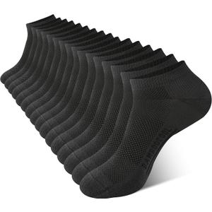 BAMBOO COOL Men's Athletic Ankle Socks Moisture Wicking, Anti-Odor Breathable Running Mesh Socks Arch Support, 8 Pack